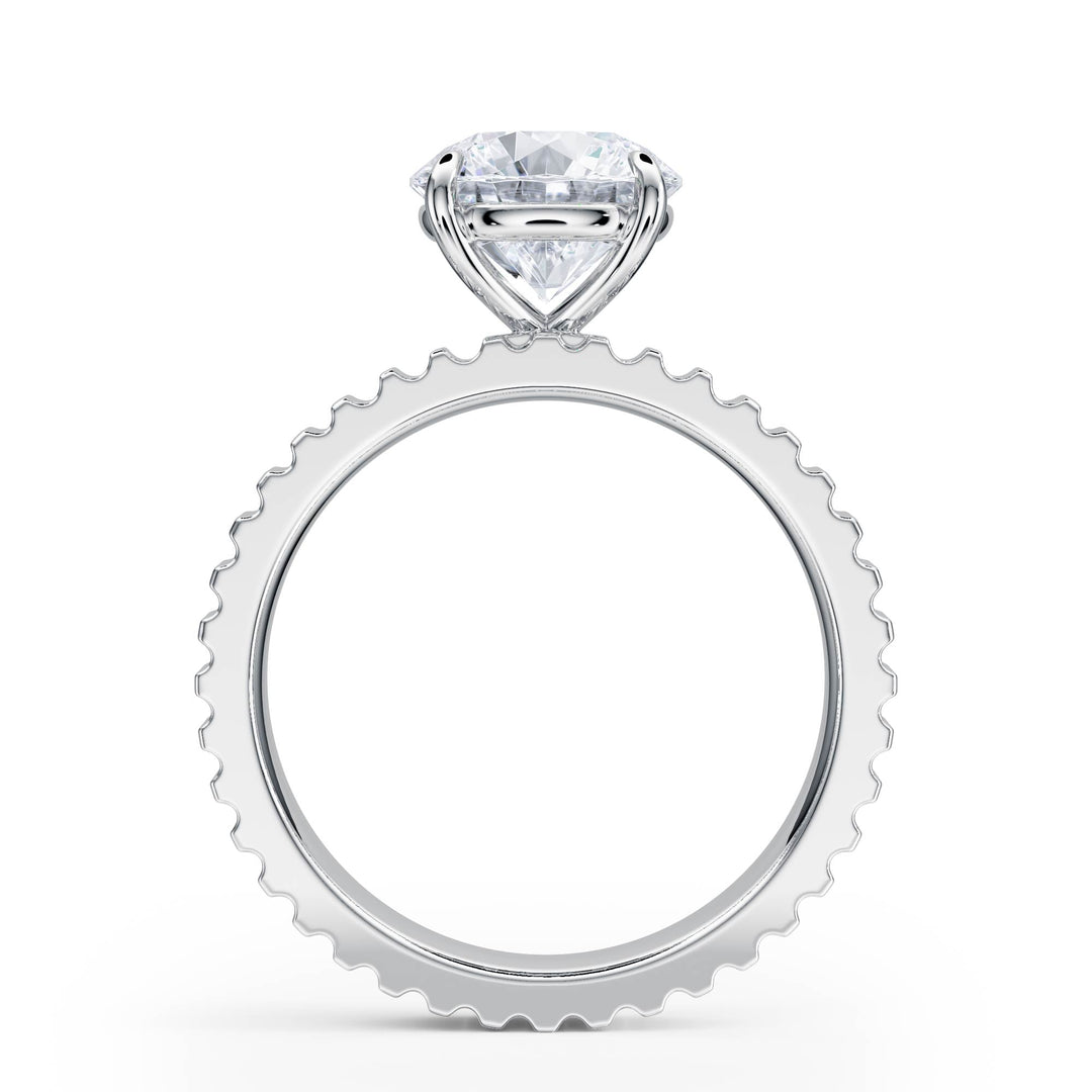 Fluted Band Round Diamond Engagement Ring - R1206 in Ring by 18 KARATS INC.