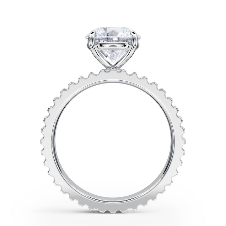 Fluted Band Round Diamond Engagement Ring - R1206 in Ring by 18 KARATS INC.
