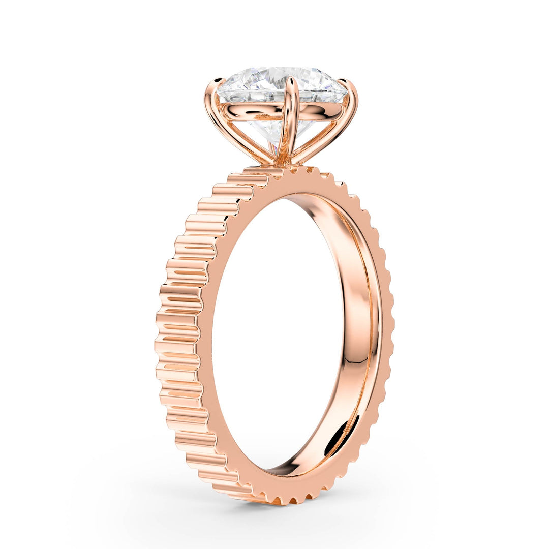 Fluted Band Round Diamond Engagement Ring - R1206 in Ring by 18 KARATS INC.
