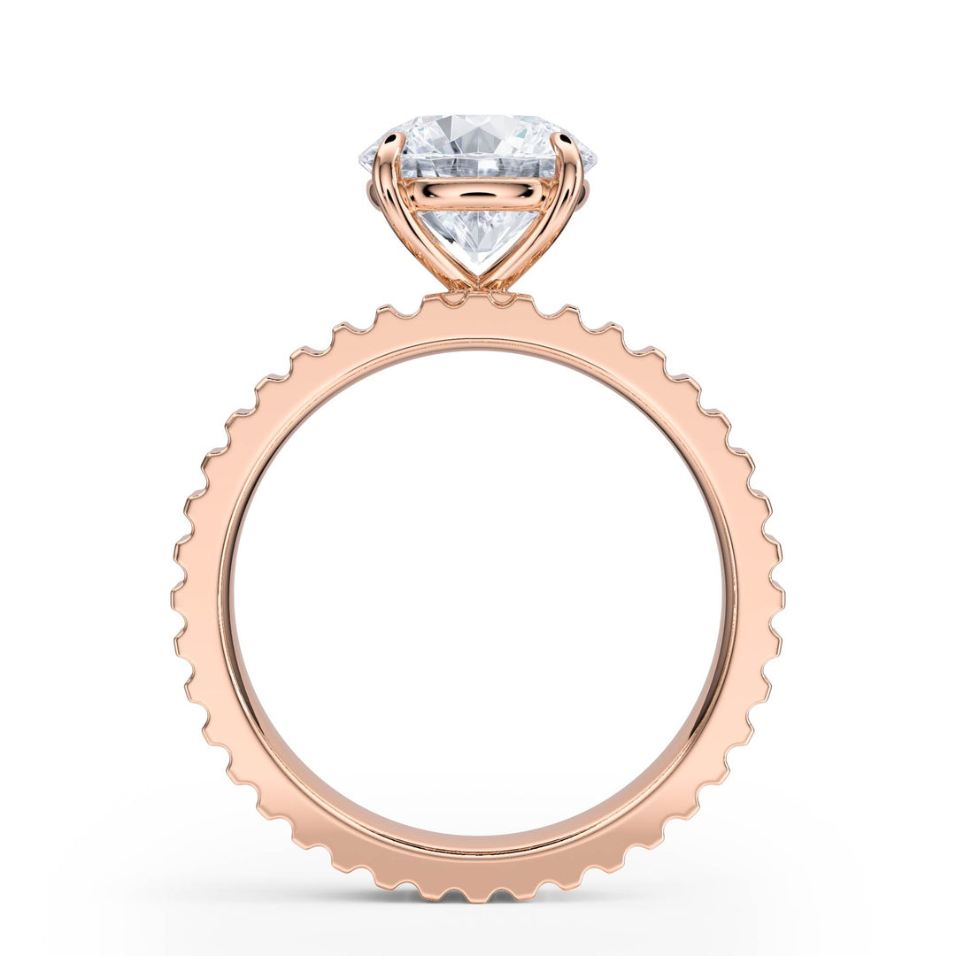 Fluted Band Round Diamond Engagement Ring - R1206 in Ring by 18 KARATS INC.