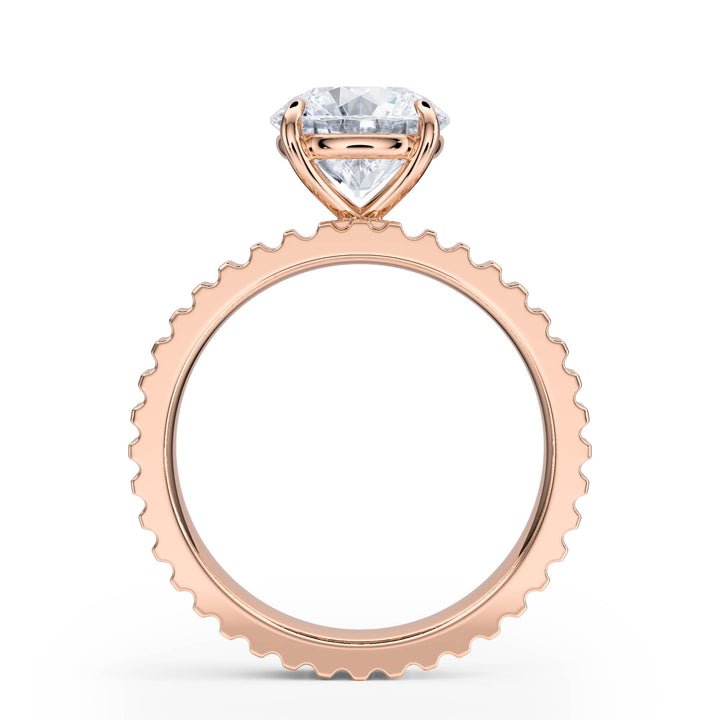 Fluted Band Round Diamond Engagement Ring - R1206 in Ring by 18 KARATS INC.