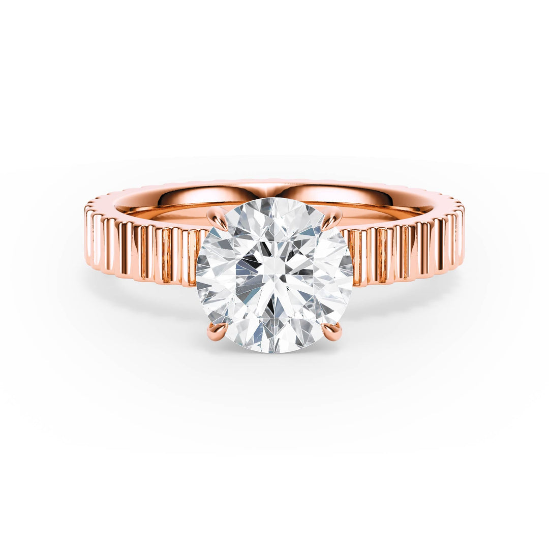 Fluted Band Round Diamond Engagement Ring - R1206 in Ring by 18 KARATS INC.