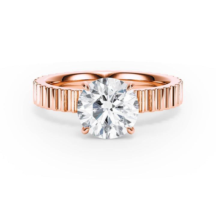 Fluted Band Round Diamond Engagement Ring - R1206 in Ring by 18 KARATS INC.
