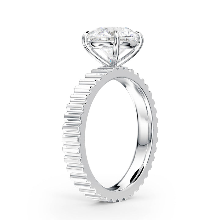 Fluted Band Round Diamond Engagement Ring - R1206 in Ring by 18 KARATS INC.