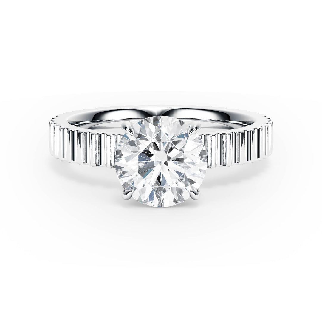 Fluted Band Round Diamond Engagement Ring - R1206 in Ring by 18 KARATS INC.