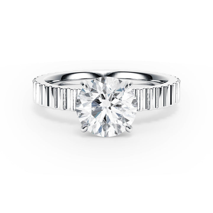 Fluted Band Round Diamond Engagement Ring - R1206 in Ring by 18 KARATS INC.
