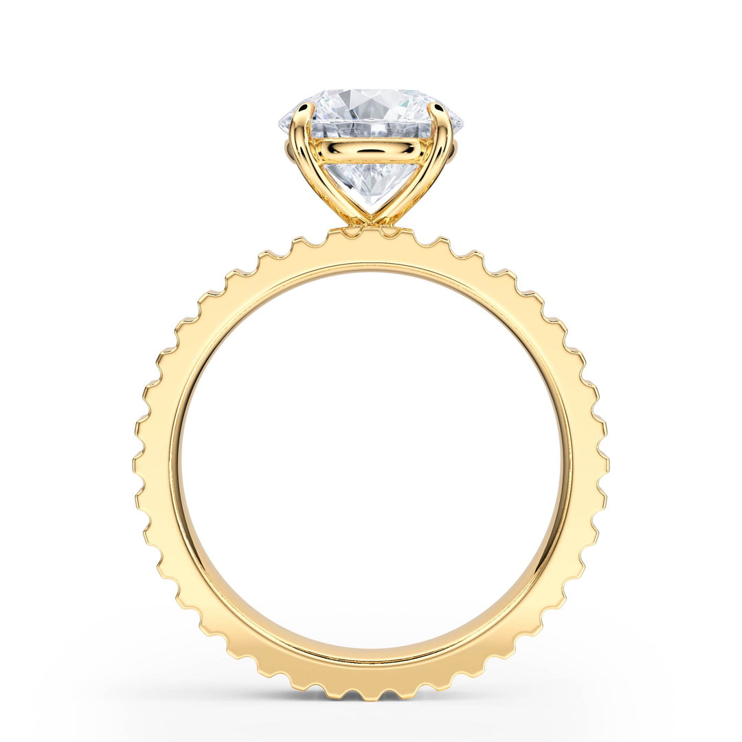 Fluted Band Round Diamond Engagement Ring - R1206 in Ring by 18 KARATS INC.