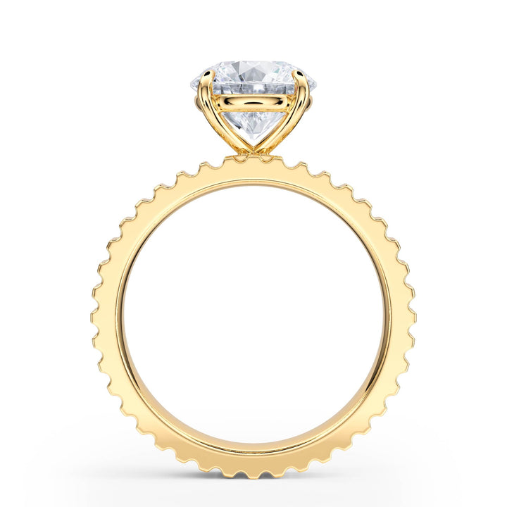 Fluted Band Round Diamond Engagement Ring - R1206 in Ring by 18 KARATS INC.