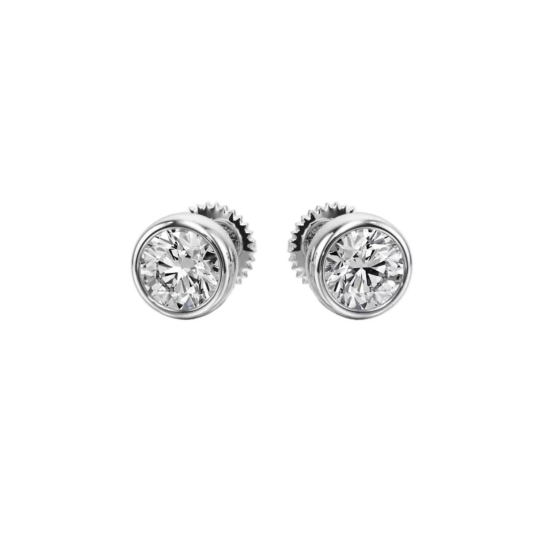 Forever Sparkle Bezel Stud Earrings — E1102 in Earrings by 18 KARATS