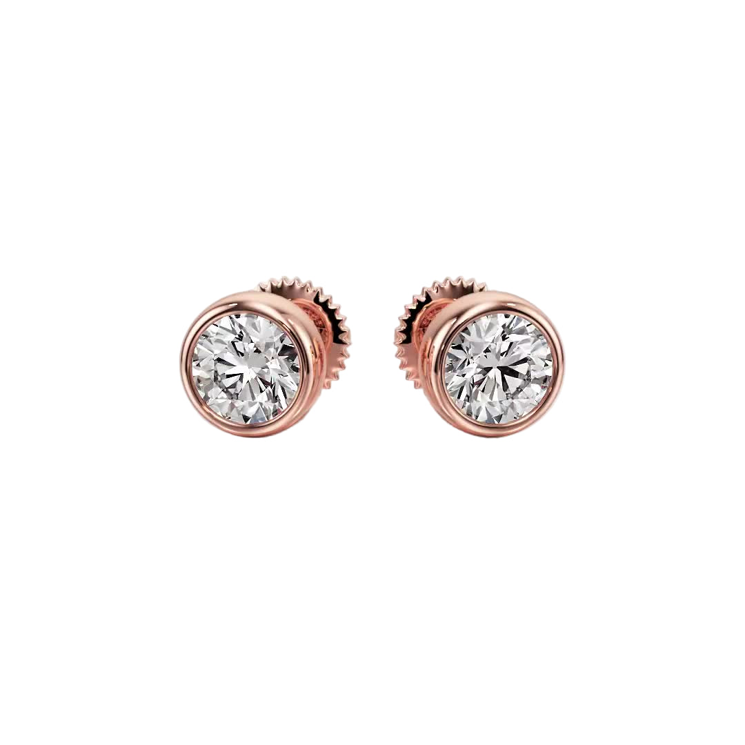 Forever Sparkle Bezel Stud Earrings — E1102 in Earrings by 18 KARATS