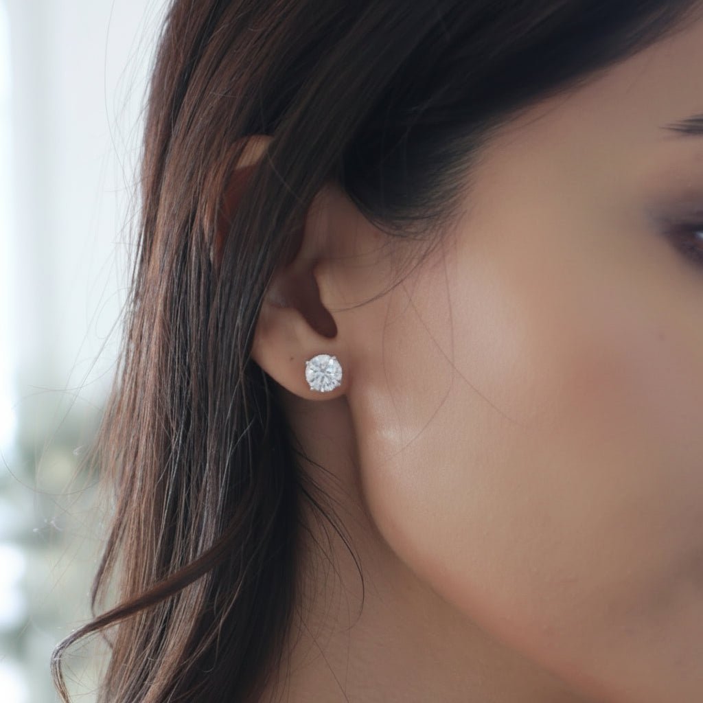 Forever Sparkle Bezel Stud Earrings - E1102 in Earrings by 18 KARATS