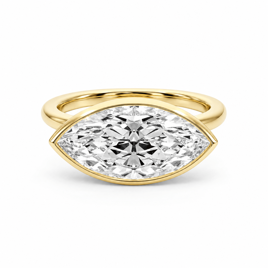 Forma Bezel Marquise Lab Diamond East-West Ring in Ready Rings by 18 KARATS INC.
