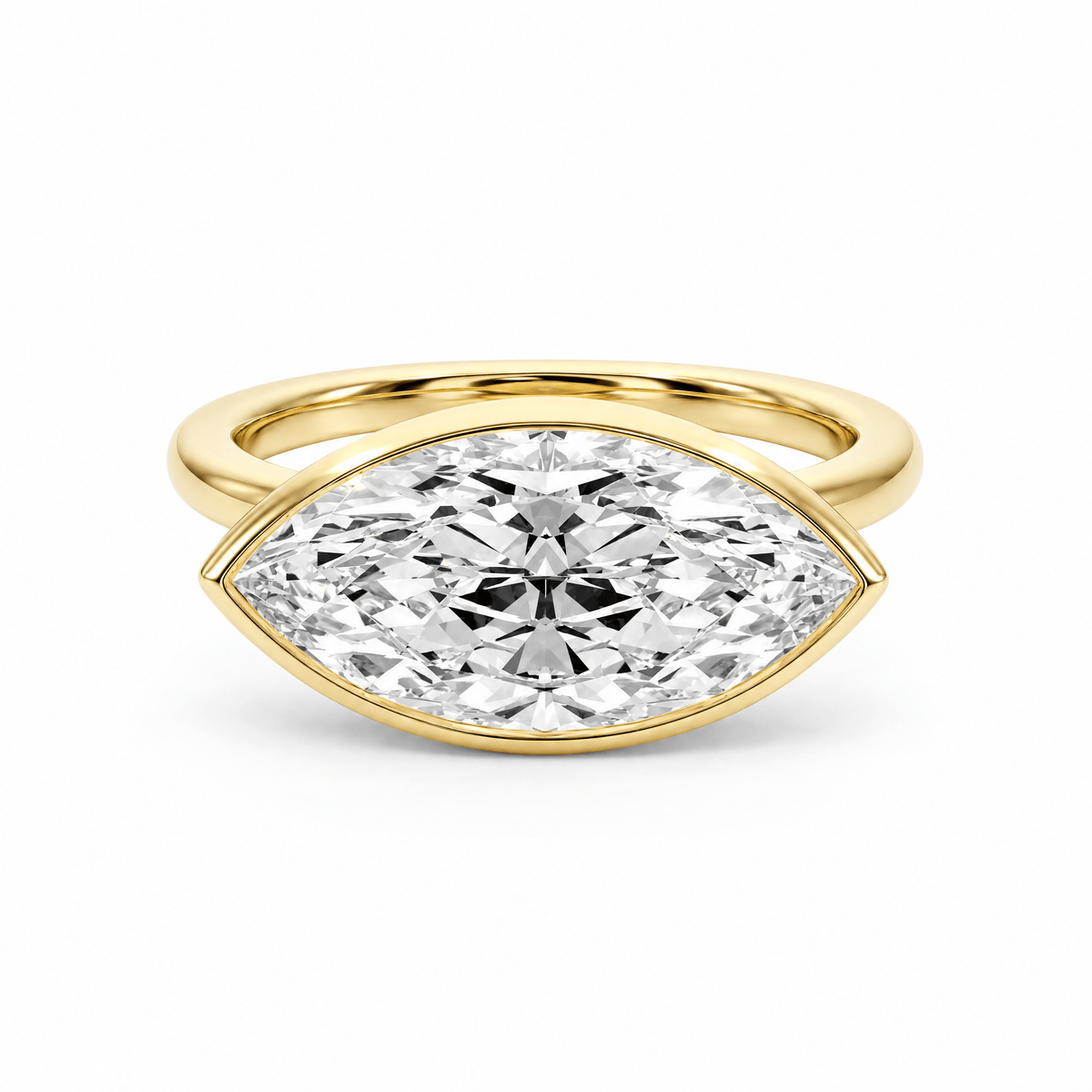 Forma Bezel Marquise Lab Diamond East-West Ring in Ready Rings by 18 KARATS INC.