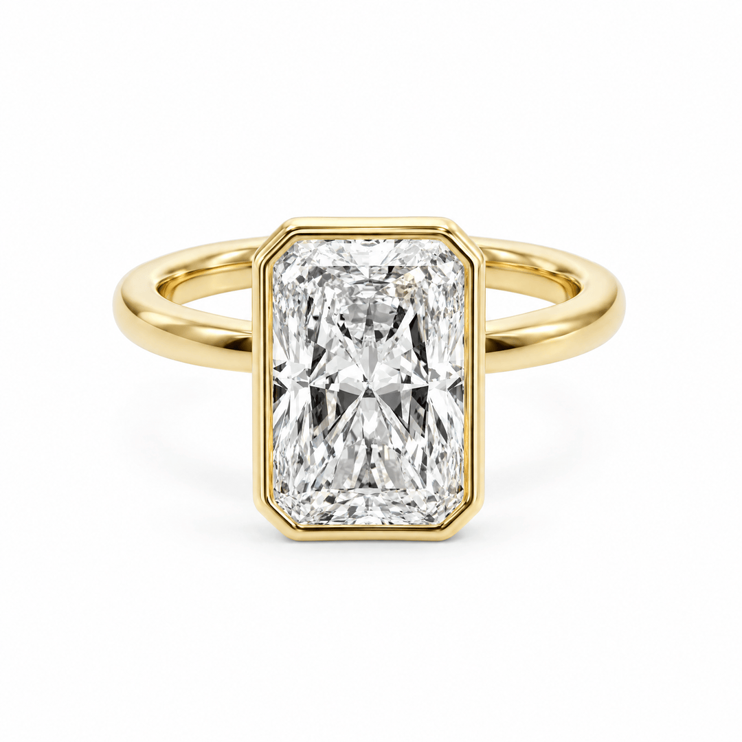 Forma Bezel Radiant Lab Diamond Engagement Ring in Ready Rings by 18 KARATS INC.