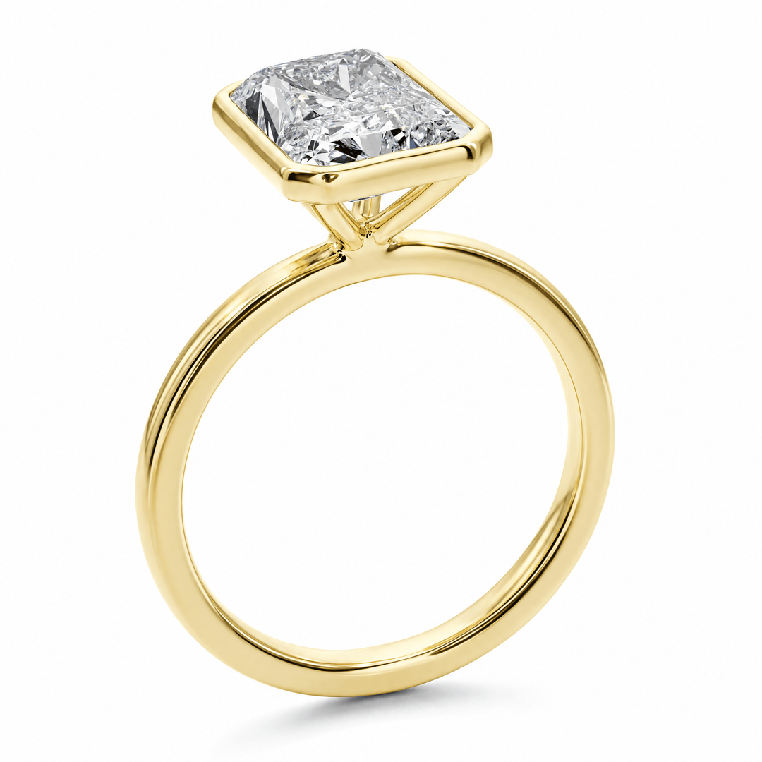 Forma Bezel Radiant Lab Diamond Engagement Ring in Ready Rings by 18 KARATS INC.
