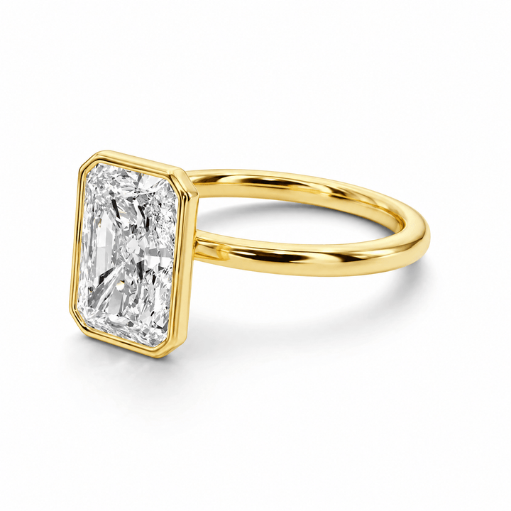 Forma Bezel Radiant Lab Diamond Engagement Ring in Ready Rings by 18 KARATS INC.