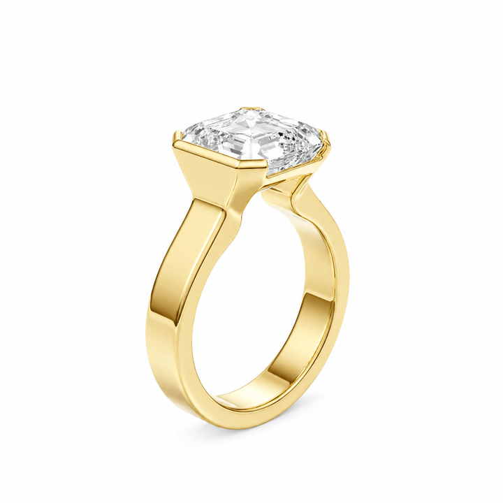 Frame Half Bezel Asscher Lab Diamond Engagement Ring in Ready Rings by 18 KARATS INC.