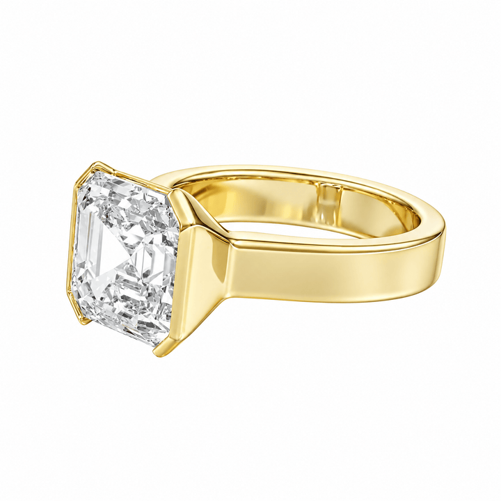 Frame Half Bezel Asscher Lab Diamond Engagement Ring in Ready Rings by 18 KARATS INC.