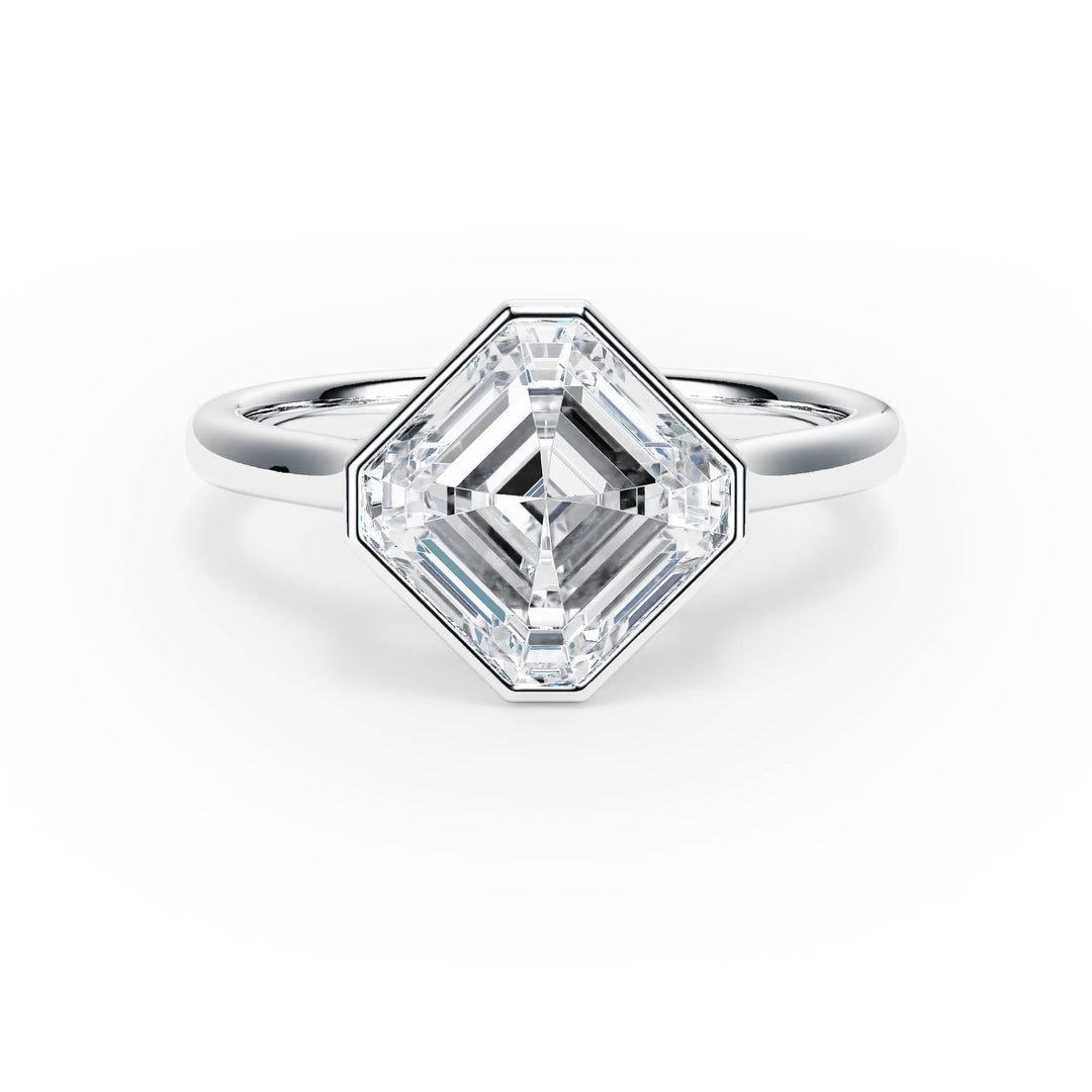 Full Bezel Asscher Diamond Engagement Ring - R1235 in Ring by 18 KARATS INC.