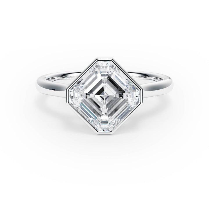 Full Bezel Asscher Diamond Engagement Ring - R1235 in Ring by 18 KARATS INC.