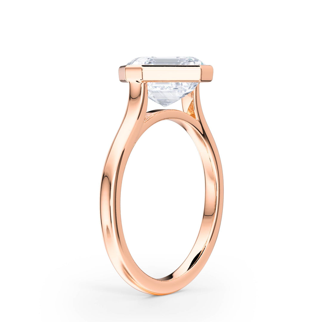 Full Bezel Asscher Diamond Engagement Ring - R1235 in Ring by 18 KARATS INC.