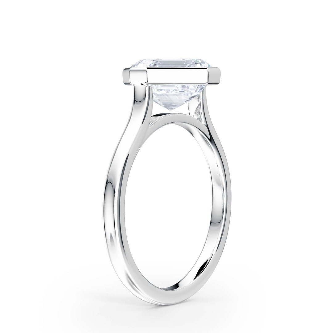 Full Bezel Asscher Diamond Engagement Ring - R1235 in Ring by 18 KARATS INC.