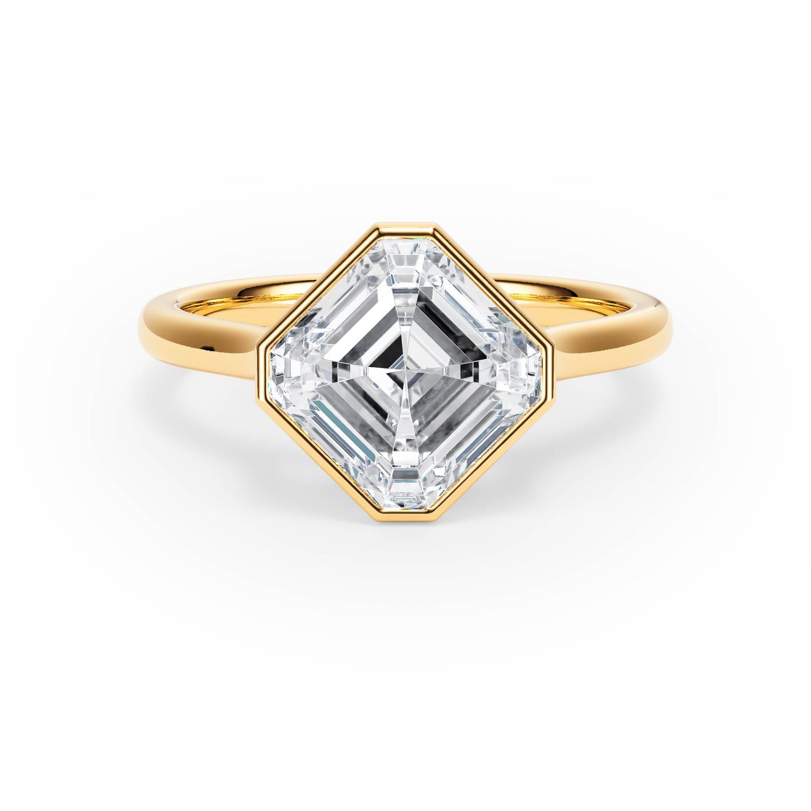 Full Bezel Asscher Diamond Engagement Ring - R1235 in Ring by 18 KARATS INC.