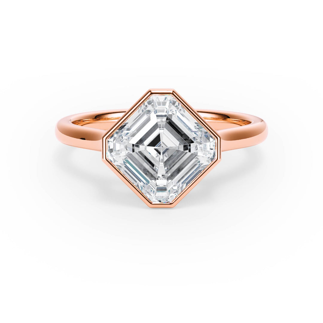 Full Bezel Asscher Diamond Engagement Ring - R1235 in Ring by 18 KARATS INC.