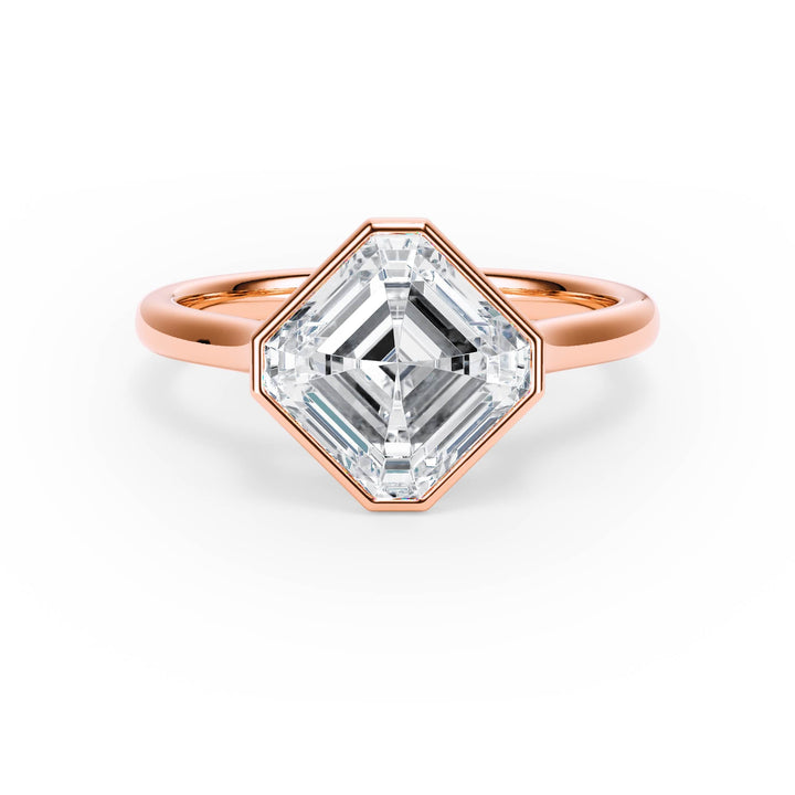 Full Bezel Asscher Diamond Engagement Ring - R1235 in Ring by 18 KARATS INC.