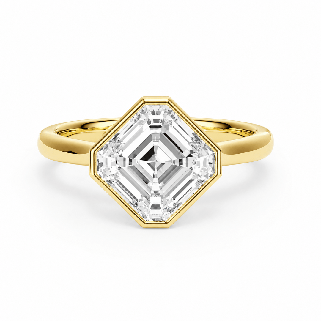 Full Bezel Asscher Lab Diamond Engagement Ring in Ready Rings by 18 KARATS INC.