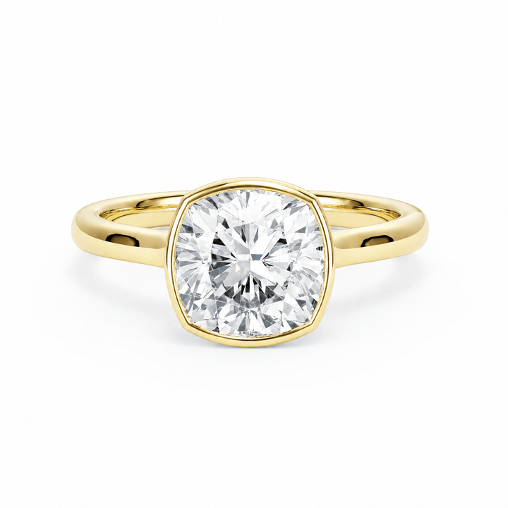 Full Bezel Cushion Diamond Engagement Ring in Ring by 18 KARATS INC.