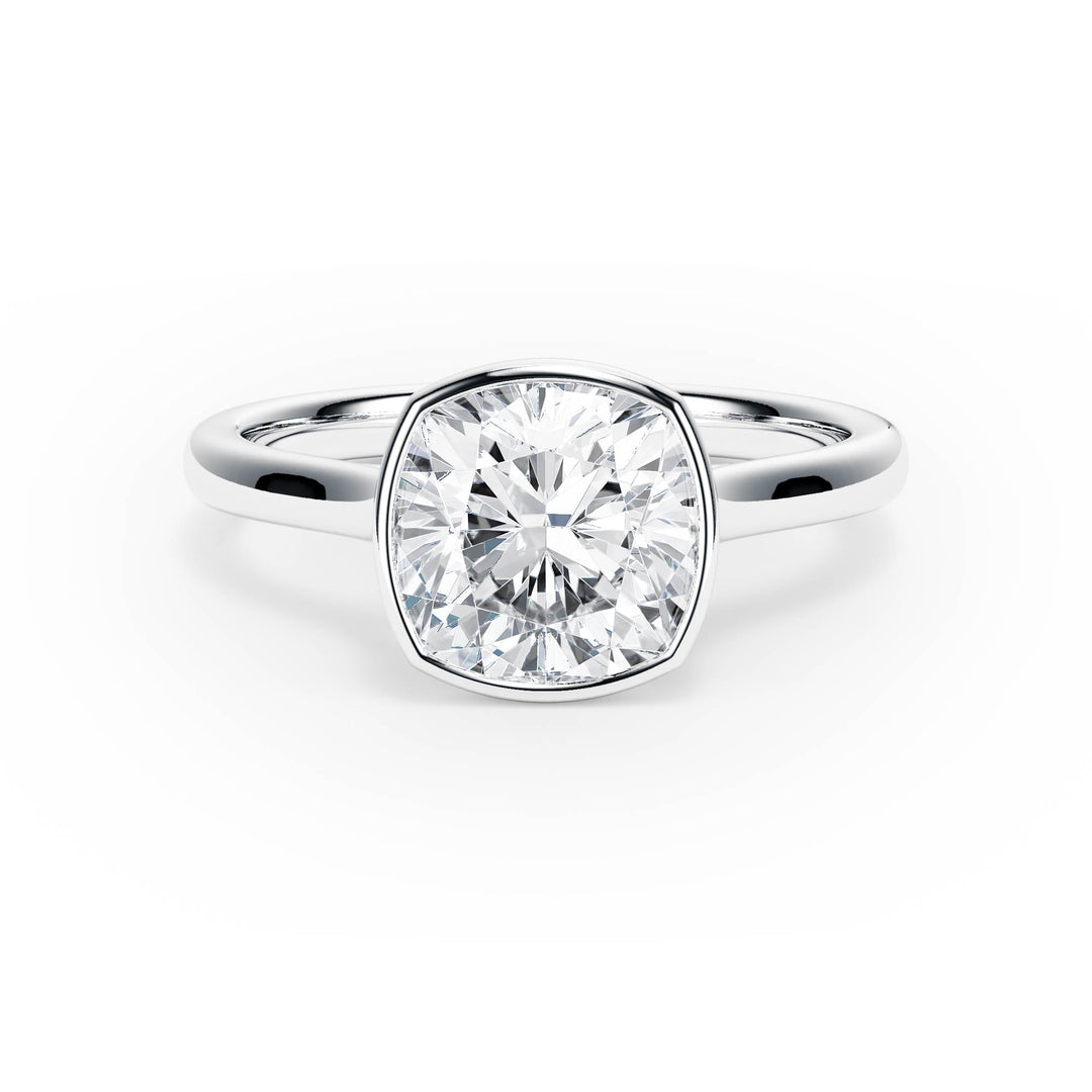 Full Bezel Cushion Diamond Engagement Ring - R1237 in Ring by 18 KARATS INC.