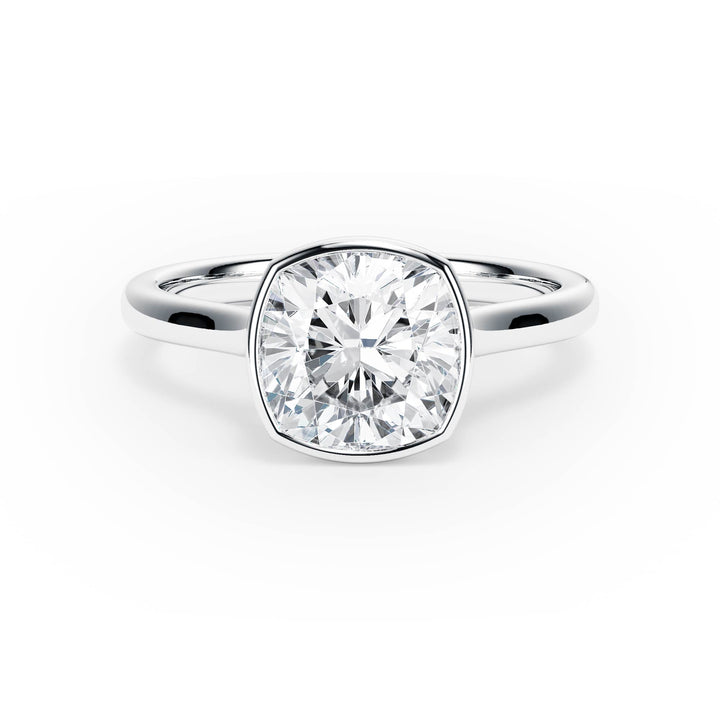 Full Bezel Cushion Diamond Engagement Ring - R1237 in Ring by 18 KARATS INC.