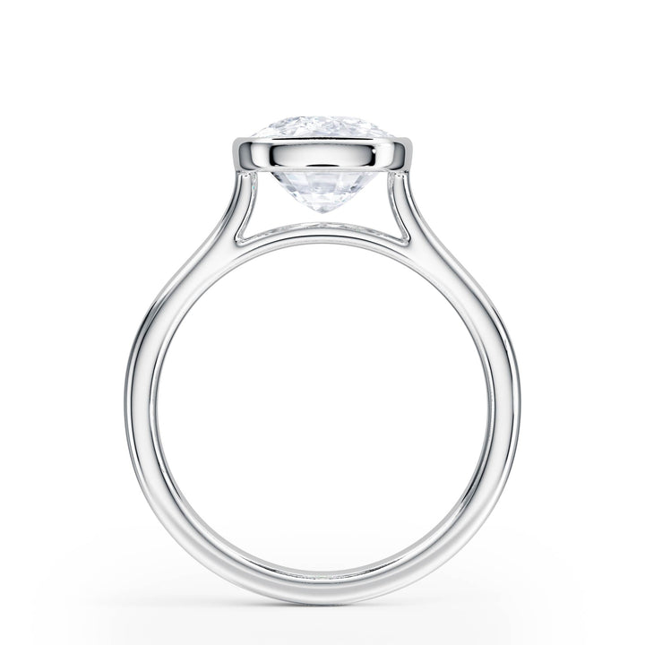 Full Bezel Elongated Cushion Engagement Ring - R1236 in Ring by 18 KARATS INC.
