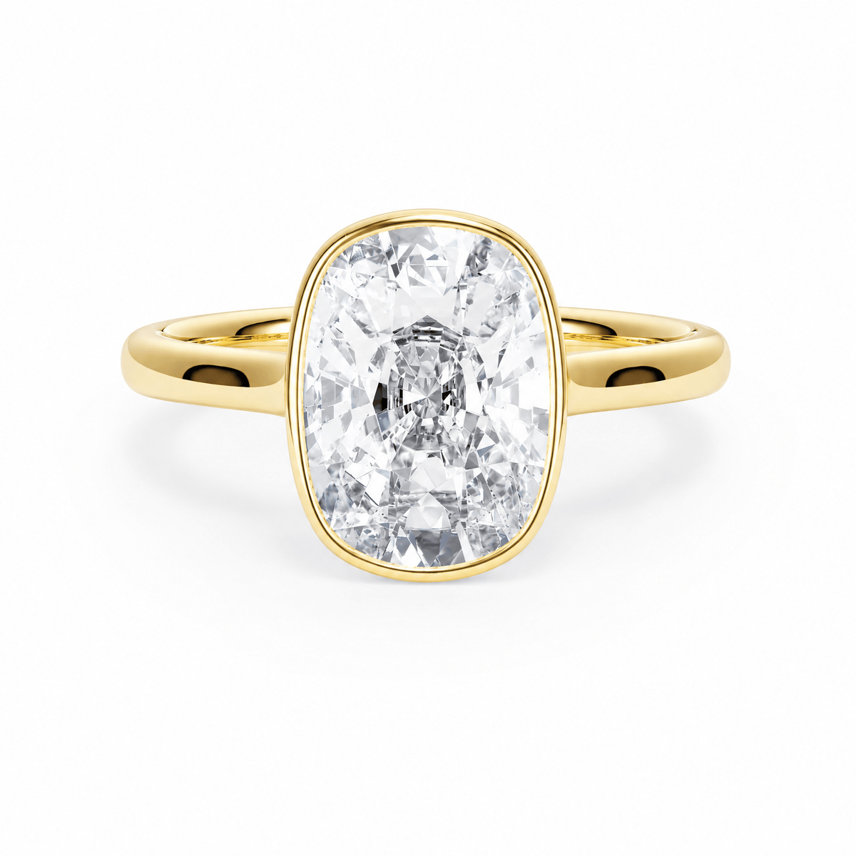 Full Bezel Elongated Cushion Lab Diamond Ring in Ready Rings by 18 KARATS INC.