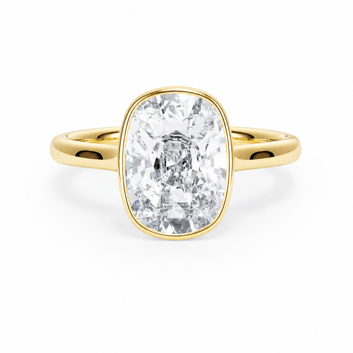 Full Bezel Elongated Cushion Lab Diamond Ring in Ready Rings by 18 KARATS INC.