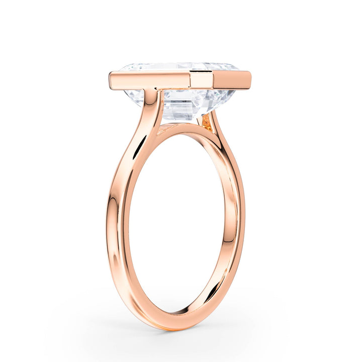 Full Bezel Emerald Diamond Engagement Ring - R1238 in Ring by 18 KARATS INC.