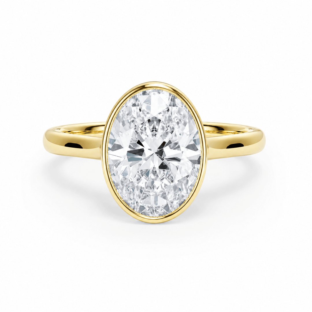 Full Bezel Oval Lab Diamond Engagement Ring in Ready Rings by 18 KARATS INC.