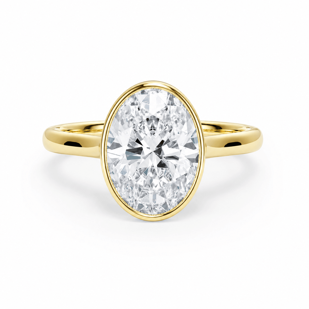 Full Bezel Oval Lab Diamond Engagement Ring in Ready Rings by 18 KARATS INC.