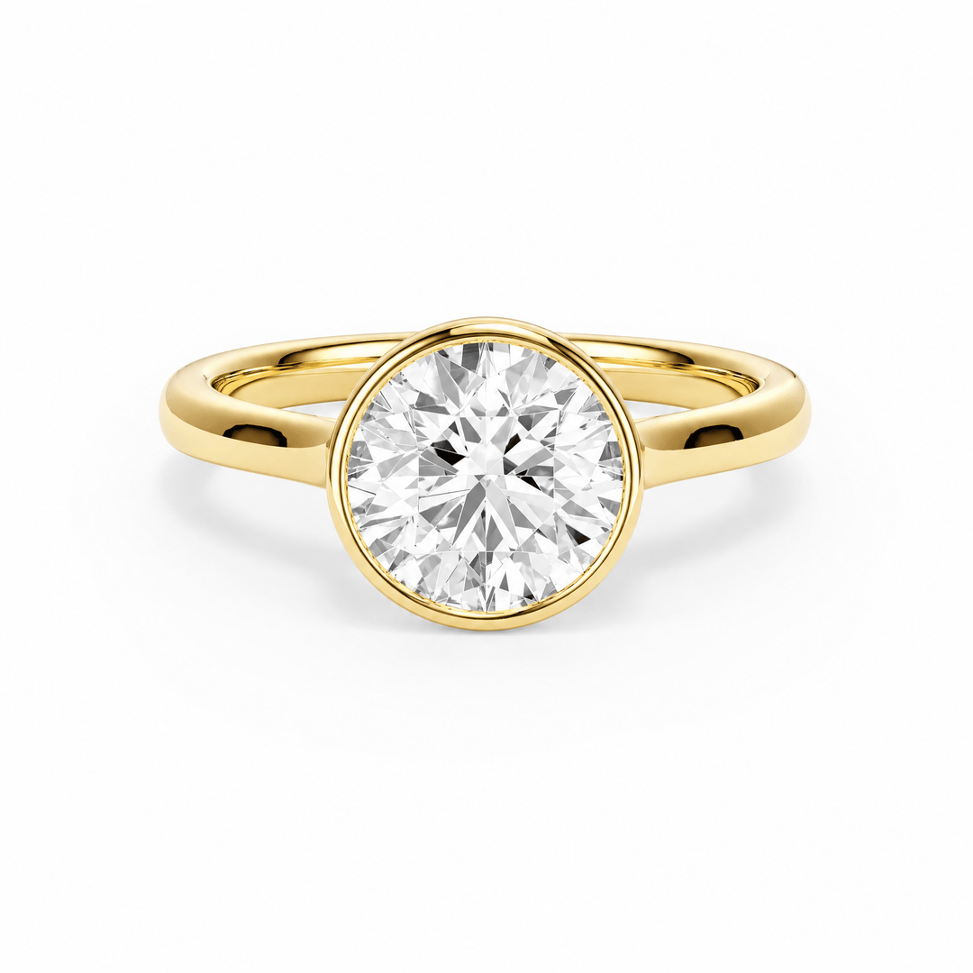 Full Bezel Round Lab Diamond Engagement Ring in Ready Rings by 18 KARATS INC.