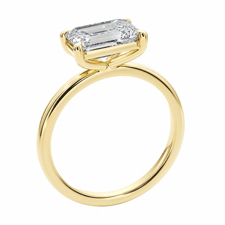 Grace East-West Emerald Lab Diamond Engagement Ring in Ready Rings by 18 KARATS INC.