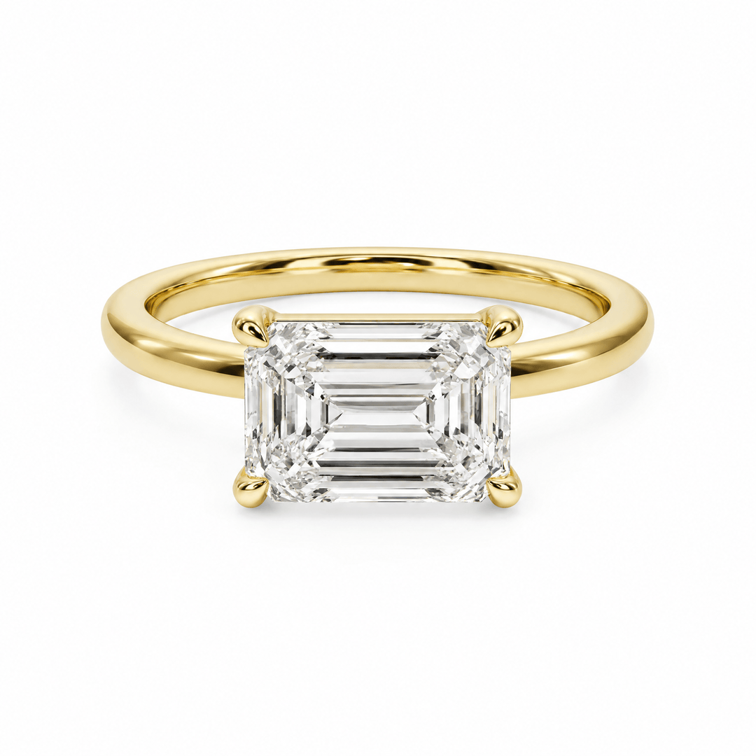 Grace East-West Emerald Lab Diamond Engagement Ring in Ready Rings by 18 KARATS INC.