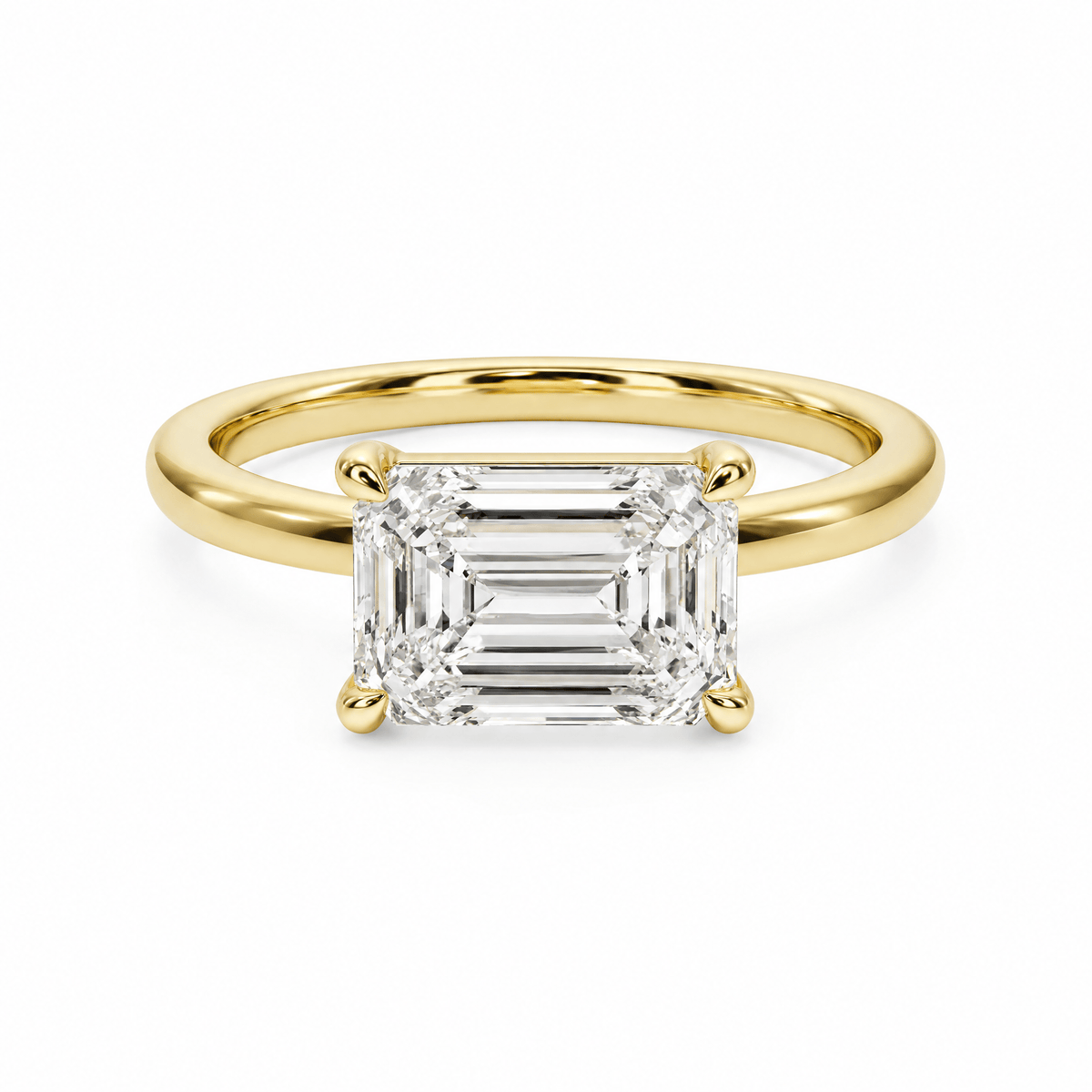 Grace East-West Emerald Lab Diamond Engagement Ring in Ready Rings by 18 KARATS INC.