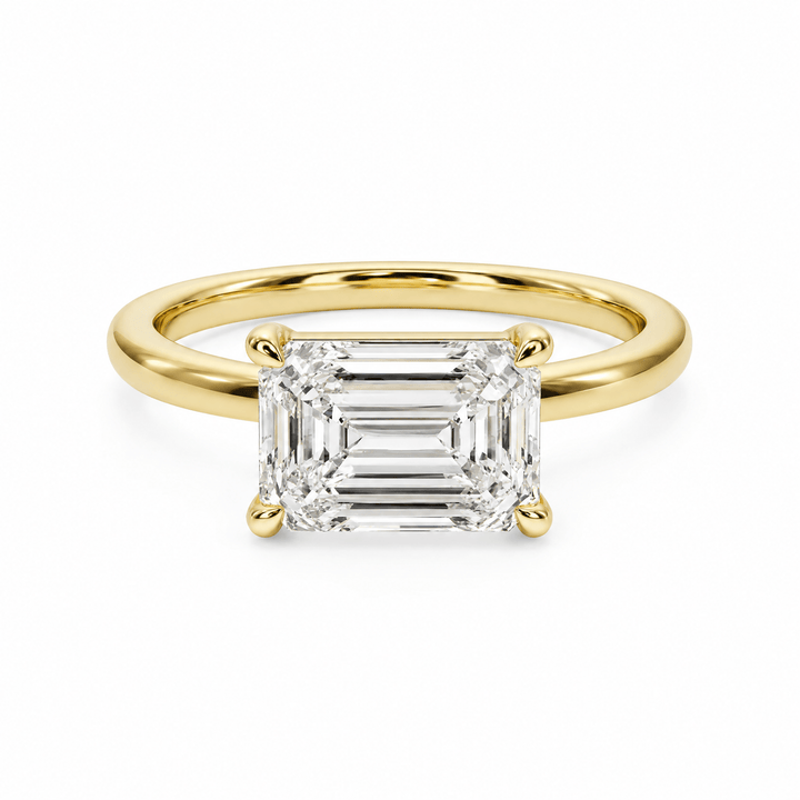Grace East-West Emerald Lab Diamond Engagement Ring in Ready Rings by 18 KARATS INC.