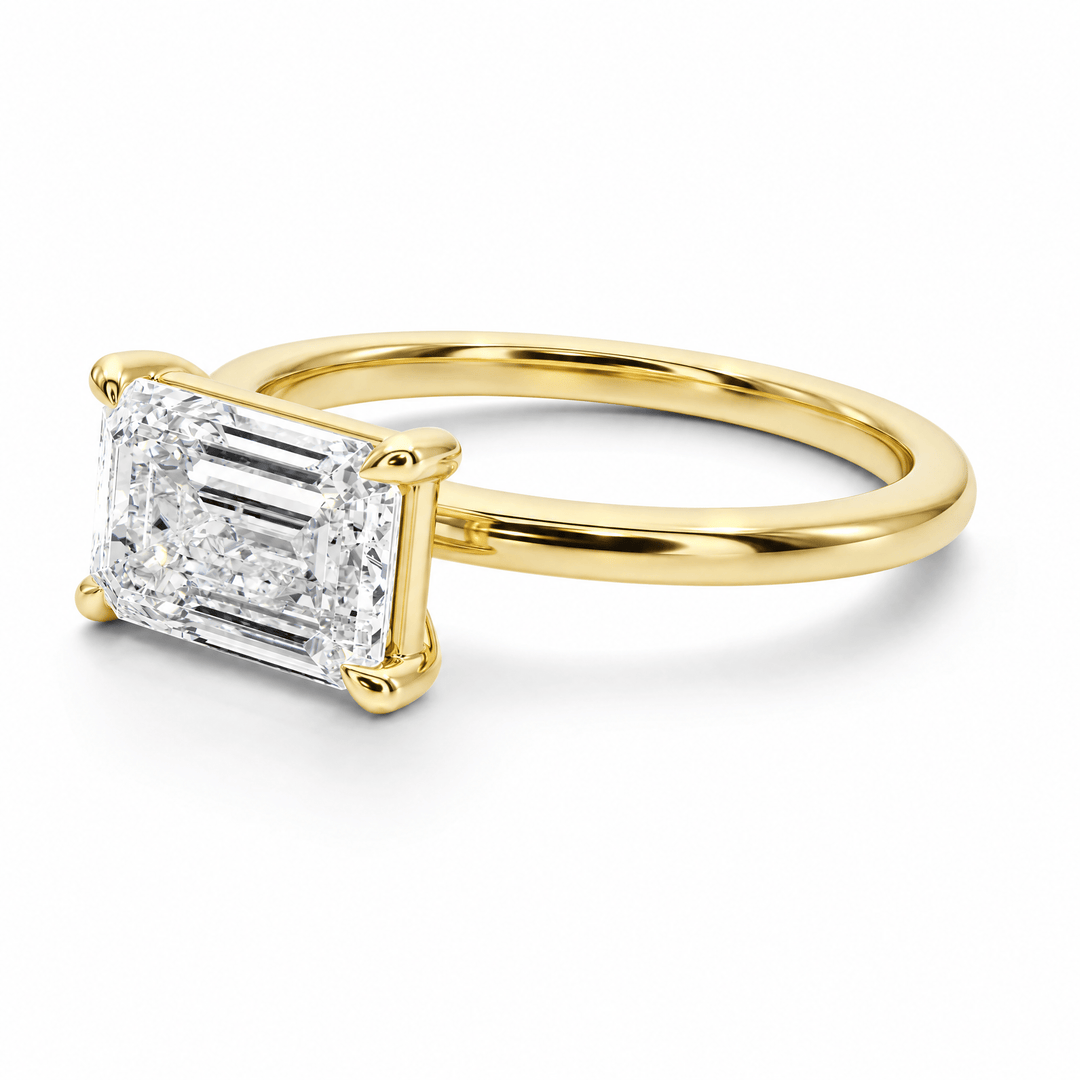 Grace East-West Emerald Lab Diamond Engagement Ring in Ready Rings by 18 KARATS INC.
