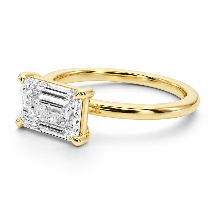 Grace East-West Emerald Lab Diamond Engagement Ring in Ready Rings by 18 KARATS INC.