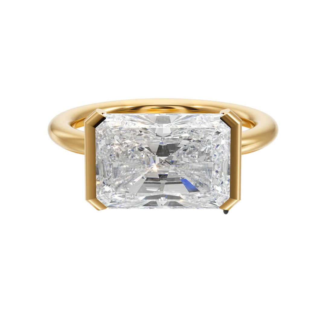 Half Bezel Setting Engagement Ring with Radiant Diamond - R1026 in Ring by 18 KARATS