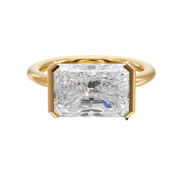 Half Bezel Setting Engagement Ring with Radiant Diamond - R1026 in Ring by 18 KARATS