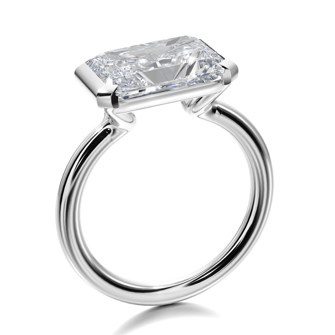 Half Bezel Setting Engagement Ring with Radiant Diamond - R1026 in Ring by 18 KARATS