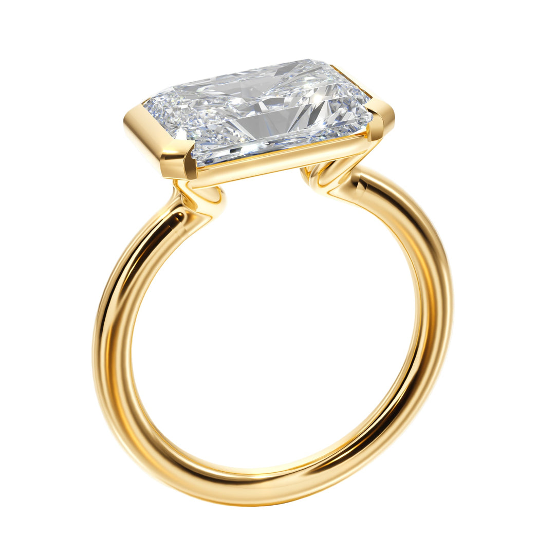 Half Bezel Setting Engagement Ring with Radiant Diamond - R1026 in Ring by 18 KARATS